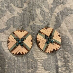 Geometric Pattern Wooden Earrings
